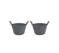 Reusable Silicone Baking Cups, Non-stick Muffin Cupcake Molds With Double Handles, BPA-free, Mini Round Air Fryer Lining(Grey 2PCS)