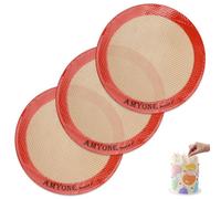 6 Inch Round Baking Mats, Food Grade Silicone Mats for 6 Inch Cake Pan/Tortilla Maker, 6 Inch Tortilla Press Liner, for Small Cake/Tortilla/Pie/Pizza, Non-Stick Reusable(Round 5.5" Orange, 3PCS)