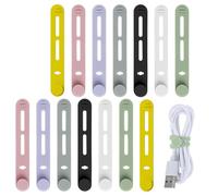 Reusable Silicone Cable Ties & Straps - 14Pcs Adjustable Silicone Cable Organisers for Charging Cords, Earphones & Computer Wires | Space-Saving Home Office Desk Management Solution