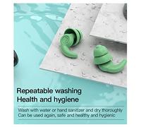Reusable Silicone Earplugs for Noise Reduction Sound Isolating, Third Generation Ear Plugs Lightweight Portable for Sleeping/Traveling, Washable Material (OD Green)