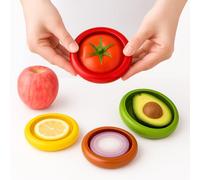 Reusable Silicone Food Savers - 4 Pack Fruit & Veggie Covers for Onion, Tomato, Lemon & Avocado - Airtight Seal, Dishwasher Safe, Eco-Friendly - No More Odours or Waste