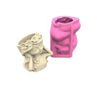 Reusable Silicone Planter Mold Decorative Girl Pottery Template for Resin Cement Plaster Crafting and Gardening Hobbies Girl Shaped Flower Pot Silicone Mold