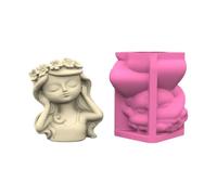 Reusable Silicone Planter Mold Decorative Girl Pottery Template for Resin Cement Plaster Crafting and Gardening Hobbies Multi Flower Pot Mold