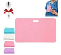 Reusable Silicone Vertical Horizontal Badge Buddy, Mini Whiteboard for ID, Dual-Side Writable,Ballpoint Pen Write & Alcohol Wipeable(Pink,Horizontal)
