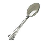 Reusable Silver Plastic Durable Kitchen Cutlery Set Spoons Fork and Knives for Parties, Catering & Weddings - Elegant and Eco-Friendly Disposable Silverware (Pack of 45, Table Spoon)