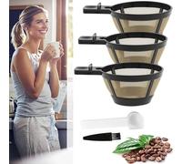 Reusable Single Coffee Filter Baskets 3PC, Coffee Basket Grounds Filters Replacement, Compatible with Hamilton 2-Way Brewer Coffee Maker Filters Models 49980A, 49980Z, 47650, 49933 Accessories Part