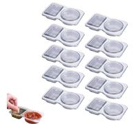Reusable Snack Container, Reusable Snack Pack Containers, 2 Compartment Hinged Lid Clear Plastic Portion Cups, Portable Snack Box for Condiments (10)