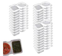 Reusable Snack Containers, Double Compartment S-nack Pots with Lids, Thickened and Portable S-nack Box, 2 Compartment Hinged Lid Clear P-lastic Portion Cups, 30pcs