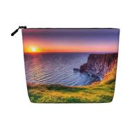 Reusable Snack Ireland Sunset Seascape Print Bags,Large Capacity Travel Toiletry Bag, Makeup Bags with Zipper