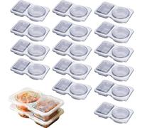 Snack Pack Containers, Reusable Snack Pack Containers,Snack Pack Containers 2 Compartments,Double Compartment Condiment Container (15pcs)