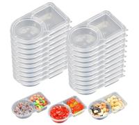 Reusable Snack Pack Containers, 20 PCS Double Compartmen Pot with Lids, Thickened and Portable Container for Sauce Snack, Picnic Work Lunch, On-the-Go Meals and Parties