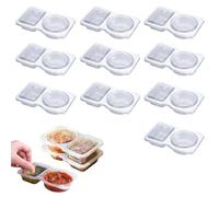 Reusable Snack Pack Containers, Double Compartment Snack Containers, Snack Box with Compartments, Thickened and Portable Snack Packs, 2 Compartment Hinged Lid Clear Plastic Portion Cups (10 Pcs)