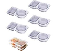 Reusable Snack Pack Containers,Double Compartment Snack Containers with Lids,Thickened and Portable Reusable Snack Packs,2 Compartment Hinged Lid Plastic Portion Cups for Picnics or Lunches (10pcs)