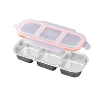 Reusable Snack Pack Containers - Three Grids Snack Box With Compartments | Pack And Dip Containers | Triple Compartment Pot With Lid | Portable Reusable Sauce Container For Sauce Snacks Dip