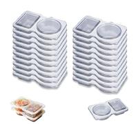 Reusable Snack Pack Containers With Lids, Double Compartment Snack Pots, Thickened Portable Snack Box, Snack and Dip Container Mini Snack Packs for Meal Prep, Work, School, Picnic & Travel(50pcs)