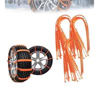 Reusable Snow Chains, Universal Adjustable Snow Tire, Emergency Anti-Skid Cable Tie, Mud Tire Chain, for Ice, Mud, Car SUV Pickup Trucks, Width 145mm-295mm orange 10pcs
