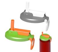 Reusable Soda Can Lids with Straw, 2 Pcs Spill-Proof Multipurpose Lids for Cans, Beer, Tins, Fizzy Drinks (Gray, Green)