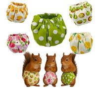 Reusable Squirrel Bunny Diapers 5PCs Cute Washable Nappy Poultry Cloth Pee Pads for Surgery Potty Accidents Small Pet Medium Guinea Pig (Set 1 Medium)