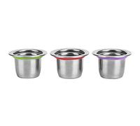 Reusable Stainless Steel Coffee Capsule Pods, Refillable - Compatible Filter Set, 30x22x20mm Compact Design with Colour - Coded Purple Red Green Capsules for Home and