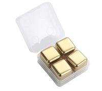 Reusable Stainless Steel Ice Cubes, Whiskey Chilling Rocks Metal Ice Cube for Whiskey, Vodka, Liqueurs, Wine, Beverage Juice or Soda (Gold)