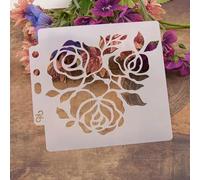 Reusable Stencils,13cm Rose Flower Stencils for Painting on Wood,Wall,Furniture,Floor,Layering Templates for Crafts DIY Home Décor
