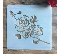 Reusable Stencils,20x20cm Rose Leaf Flower Stencils for Painting on Wood DIY Craft Paint Template for Wall Scrapbook Home Décor Style 1