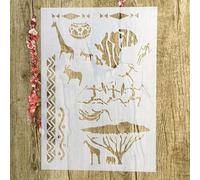 Reusable Stencils,29x21cm Primitive Hunting Giraffe Stencils for Painting on Wood DIY Craft Paint Template for Wall Scrapbook Home Décor