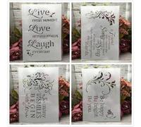 Reusable Stencils,4Pcs 11.42 x 8.27 Inch Bless Words Love Drawing Stencils for DIY Art Craft Wall Canvas Furniture Scrapbook Home Decoration