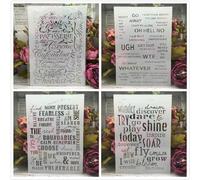 Reusable Stencils,4Pcs A4 29cm English Common Words Stencils for Painting on Wood,Wall,Furniture,Floor,Layering Templates for Crafts DIY Home Décor