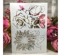 Reusable Stencils,A4 29cm Big Rose Flower Stencils for Painting on Wood,Wall,Furniture,Floor,Layering Templates for Crafts DIY Home Décor
