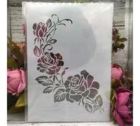 Reusable Stencils,A4 29cm Branch Rose Flower Stencils for Painting on Wood,Wall,Furniture,Floor,Layering Templates for Crafts DIY Home Décor Style A