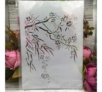 Reusable Stencils,A4 29cm Branch Rose Flower Stencils for Painting on Wood,Wall,Furniture,Floor,Layering Templates for Crafts DIY Home Décor Style C