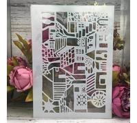 Reusable Stencils,A4 29cm Countryside Rural House Stencils for Painting on Wood,Wall,Furniture,Floor,Layering Templates for Crafts DIY Home Décor