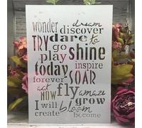 Reusable Stencils,A4 29cm English Common Words Stencils for Painting on Wood,Wall,Furniture,Floor,Layering Templates for Crafts DIY Home Décor