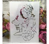 Reusable Stencils,A4 29cm Reading Study Girl Student Stencils for Painting on Wood,Wall,Furniture,Floor,Layering Templates for Crafts DIY Home Décor