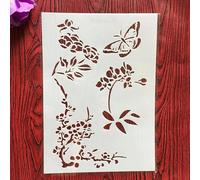 Reusable Stencils,A4 29x21cm Butterfly Flowers Layering Stencil for Painting on Wood,Wall,Fabric,Rock,Sign,DIY Art Projects