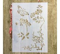 Reusable Stencils,A4 29x21cm Butterfly Flowers Stencils for Painting on Wood DIY Craft Paint Template for Wall Scrapbook Home Décor
