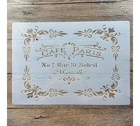 Reusable Stencils,A4 29x21cm Cafe Paris Stencils for Painting on Wood DIY Craft Paint Template for Wall Scrapbook Home Décor