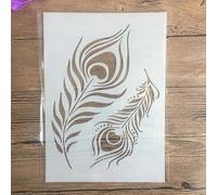 Reusable Stencils,A4 29x21cm Feather Stencils for Painting on Wood DIY Craft Paint Template for Wall Scrapbook Home Décor Style 3