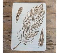 Reusable Stencils,A4 29x21cm Feather Stencils for Painting on Wood DIY Craft Paint Template for Wall Scrapbook Home Décor Pattern B