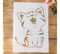 Reusable Stencils,A4 29x21cm Kitten Cute Cat Cartoon Smile Stencils for Painting on Wood,Wall,Furniture,Canva,Fabric,Sign,Rock, DIY Art Projects Home Décor