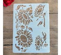 Reusable Stencils,A4 29x21cm Sunflower Stencils for Painting on Wood DIY Craft Paint Template for Wall Scrapbook Home Décor Style 4