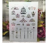Reusable Stencils for Painting,A4 29cm Power King Crown Wand Stencils for Painting on Wood, Canvas, Paper, Fabric,Rock,DIY Art and Craft Stencils