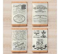 Reusable Stencils for Painting on Wood,4Pcs A4 29x21cm Vintage French Words Paris Drawing Art Template for Scrapbooking Reusable Stencils Wall Décor Style A