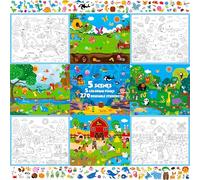 Reusable Sticker Activity Pad, 5 Large Size Scenes, 5 Coloring Pages & 270 Reusable Stickers, Statistic Sticker Pad for Preschool, Kids