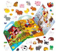 Reusable Sticker Book, 35 Farm Animal Static Stickers Waterproof Animals & Insects Decals Matching Game Activity Books Educational Learning Toys for Toddlers Girls Boys Preschooler