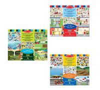 Reusable Sticker Book Bundle - My Town, Vehicles, Animal & Dinosaur Sticker Book | Travel Toys for Toddlers on Plane | Reusable Stickers for Children