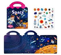 Reusable Sticker Book for Toddlers, 29Pcs Space Jelly Stickers Book for 3+ Year Old Kids, Waterproof 3D Puffy Sticker Game Educational Sensory Learning Toy Birthday Gifts