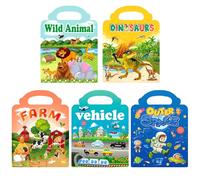 Reusable Sticker Books for Kids Ages 3-6 Year Old,5 Pack Reusable Puffy Sticker Book for Kids,Reusable 3D Jelly Puffy Sticker Game,Sensory Toy Busy Book,Birthday Activity Sticker Book for Boys Girls