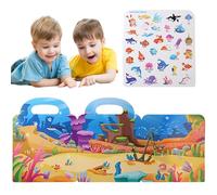 Reusable Sticker Books Toys - Jelly Waterproof Quiet Paper,Foldable Necessity Decoration Early Education Learning Tool For Age 3+ With Handle For Kindergarten